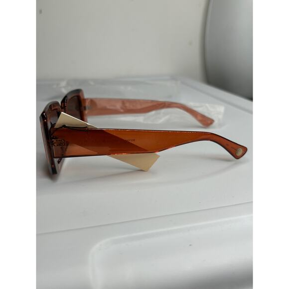 BCBGENERATION 52mm Burnt Orange/Brown Rectangle Sunglasses - Picture 3 of 4
